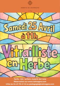 Vitrailiste en herbe affiche atelier enfant 2026 avril