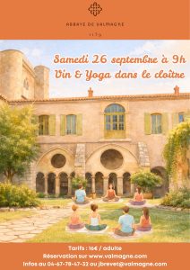atelier dégustation - vin & yoga dans le cloître de l'abbaye