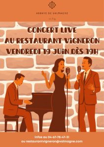 concert live au restaurant vigneron de l'abbaye de valmagne